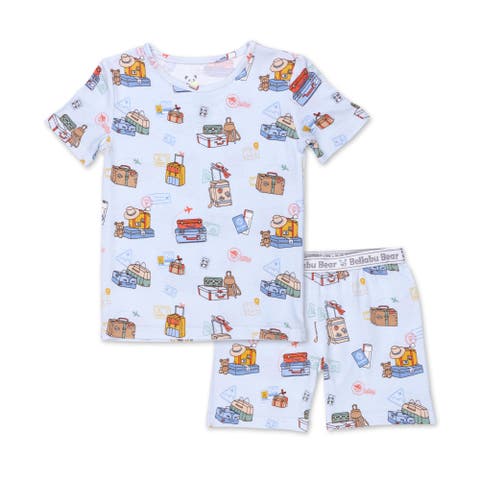 Vintage Suitcases Kids 2-Piece Short Sleeve & Shorts Pajama Set