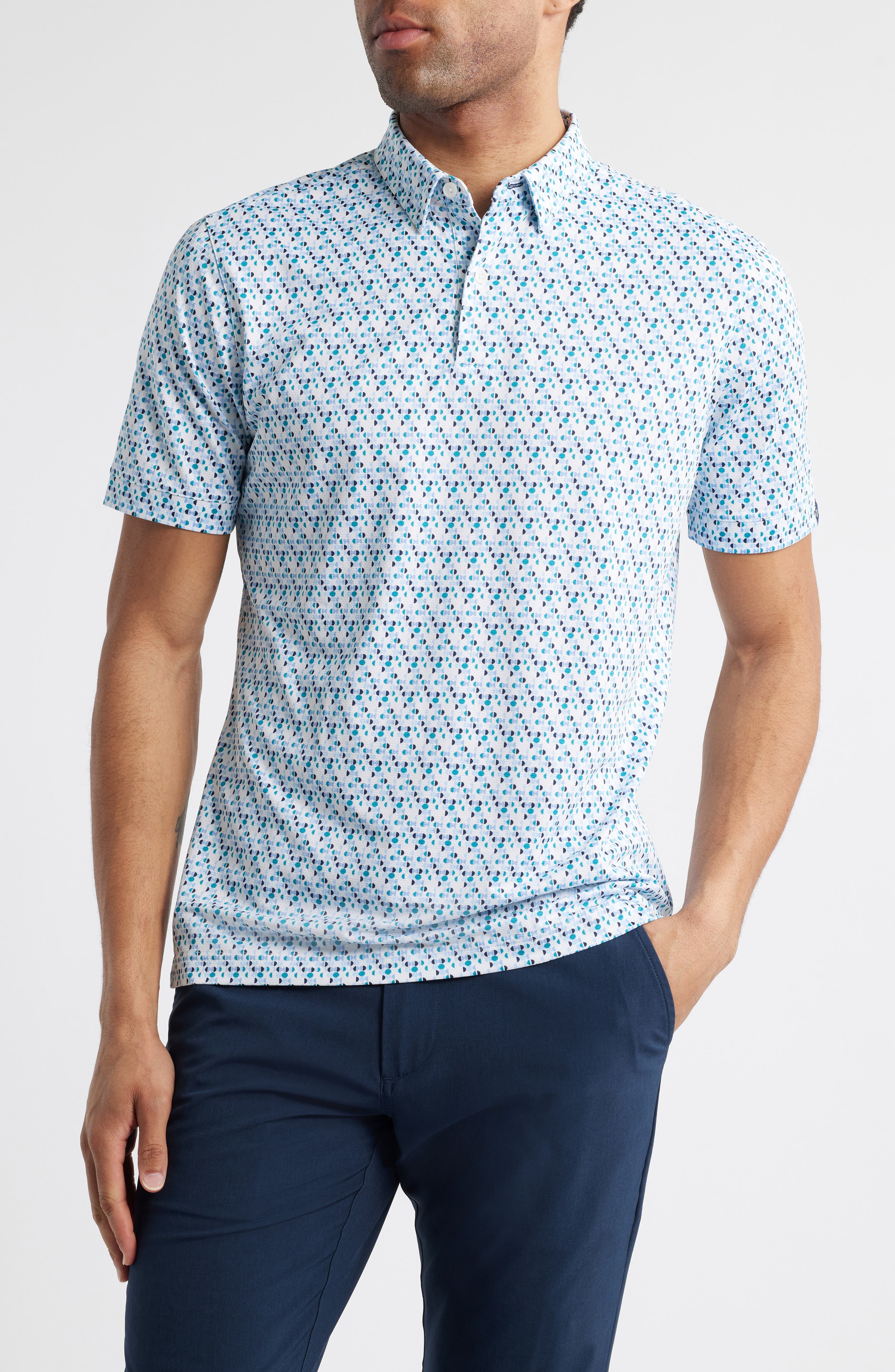 Halyard Trim Fit Dot Print Polo