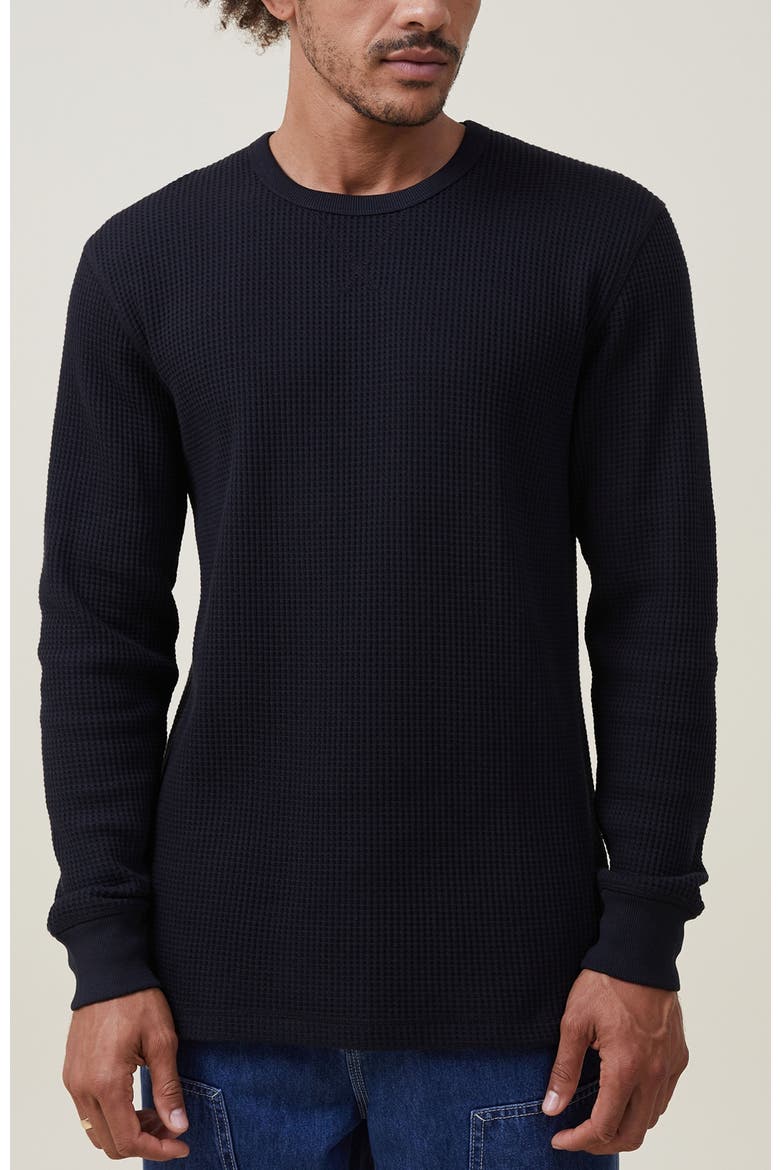 Men's Chunky Waffle Long Sleeve Tshirt, Main, color, WASHED BLACK WAFFLE