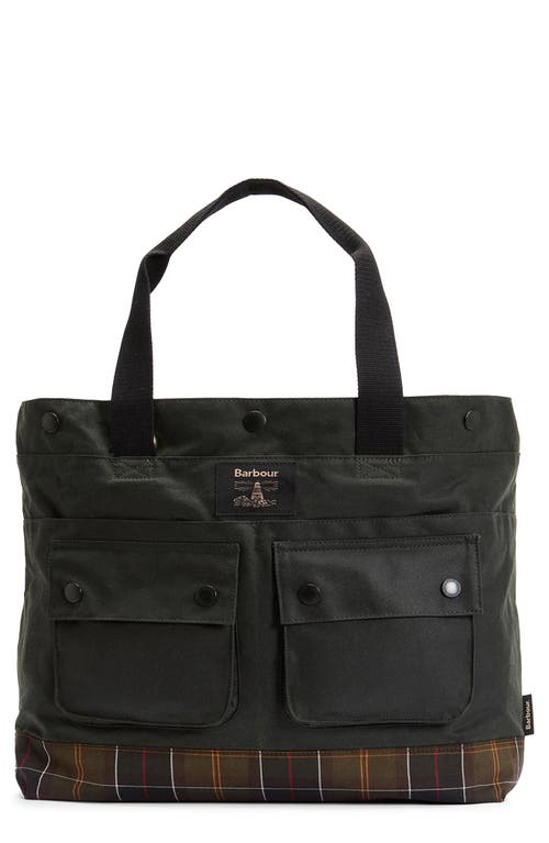 Barbour Field Water Resistant Waxed Cotton Tote
