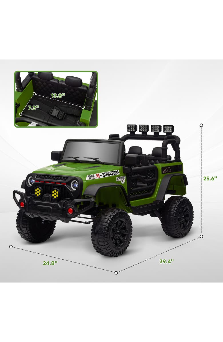 Qaba 12V Kids Ride on Truck with Parent Remote, Suspension Wheels, Music Horn LED Lights, Alternate, color, Green