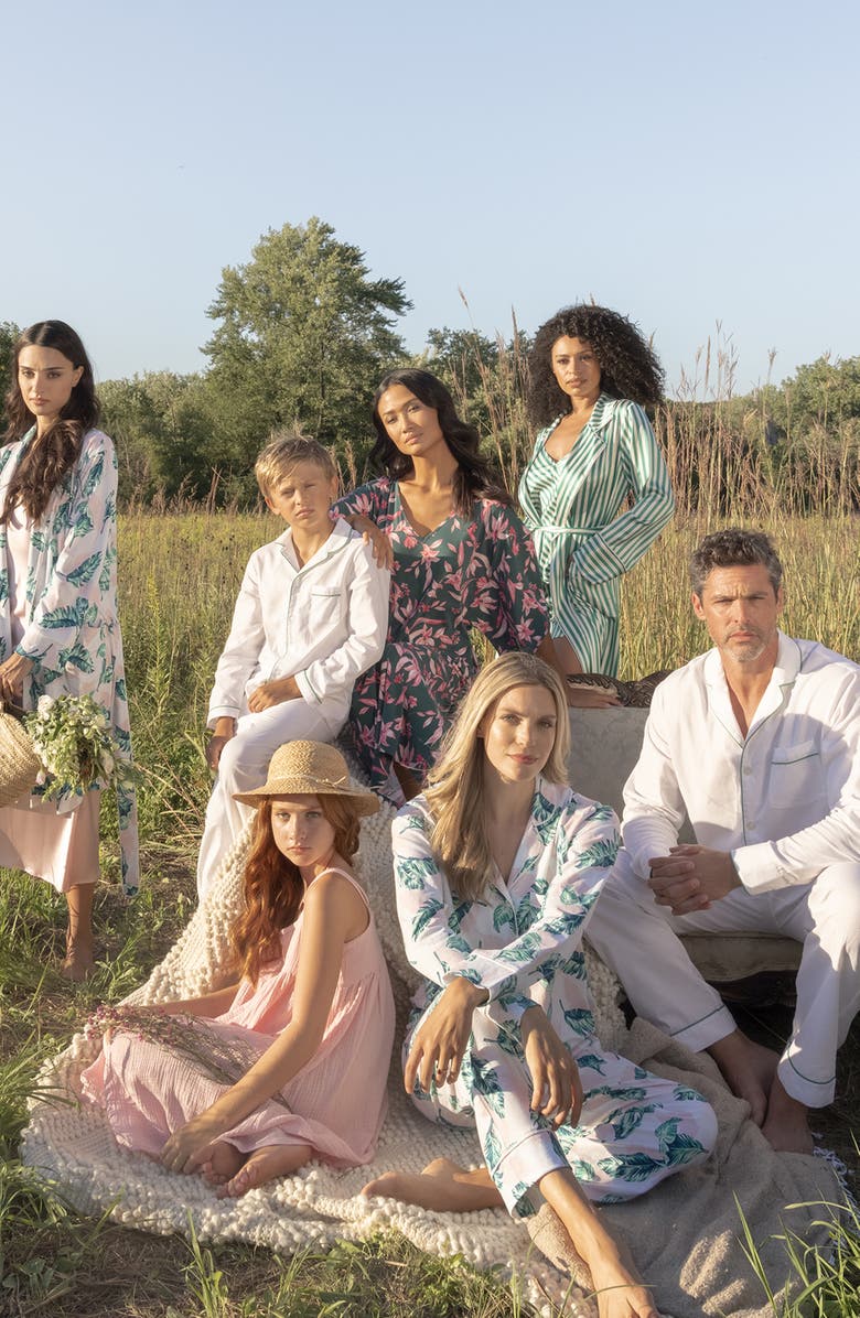 Petite Plume Stripe Silk Robe, Alternate, color, 