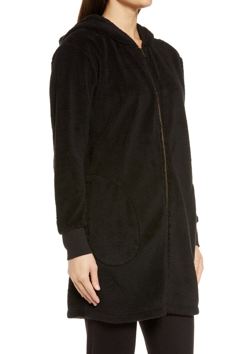 Oversize Zip-Up Hoodie, Alternate, color, BLACK