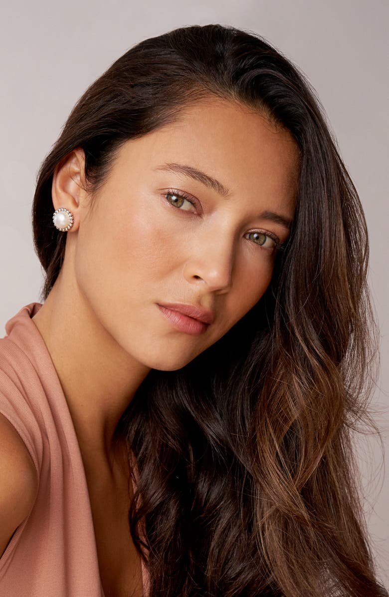 LAGOS Luna Freshwater Pearl Fluted Earrings, Alternate, color,