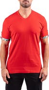 Maceoo Vivaldi Scarlet Red V-Neck Cotton T-Shirt