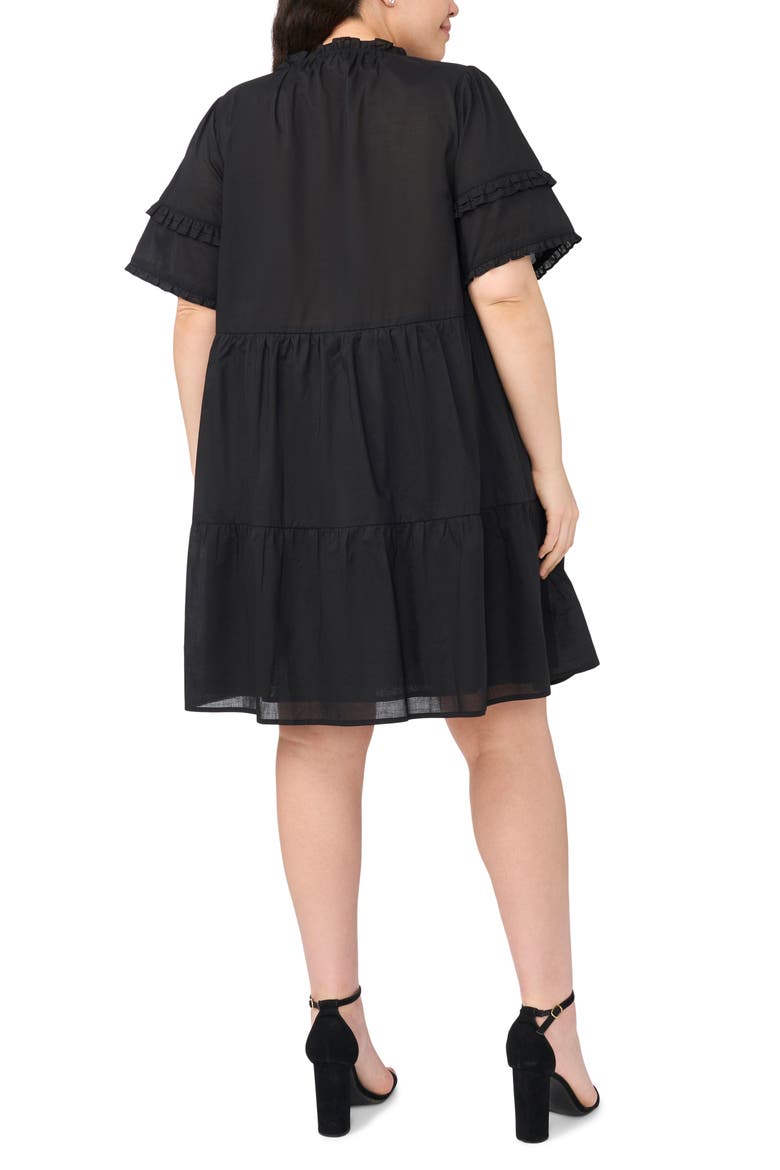 Pintuck Tiered Cotton Dress, Alternate, color, RICH BLACK