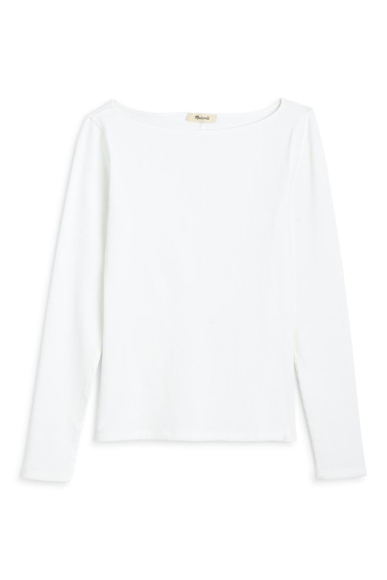 The Boatneck Layering Top in Utility Rib, Alternate, color, TRUE WHITE
