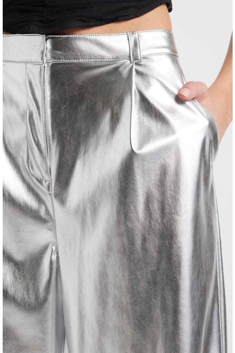 Metallic Faux Leather Pants, Alternate, color, SILVER METALLIC