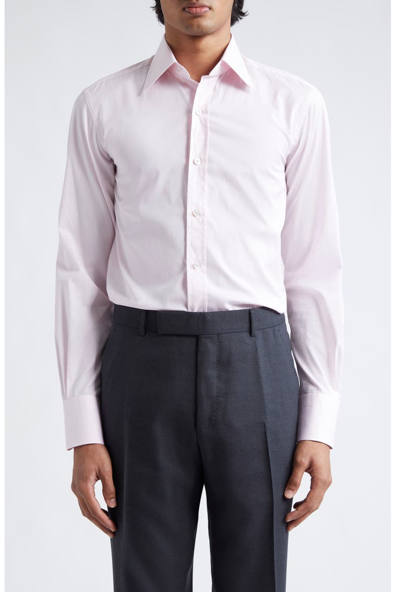 Classic Fit Solid Stretch Poplin Button-Up Shirt, Main, color, DP225 PINK