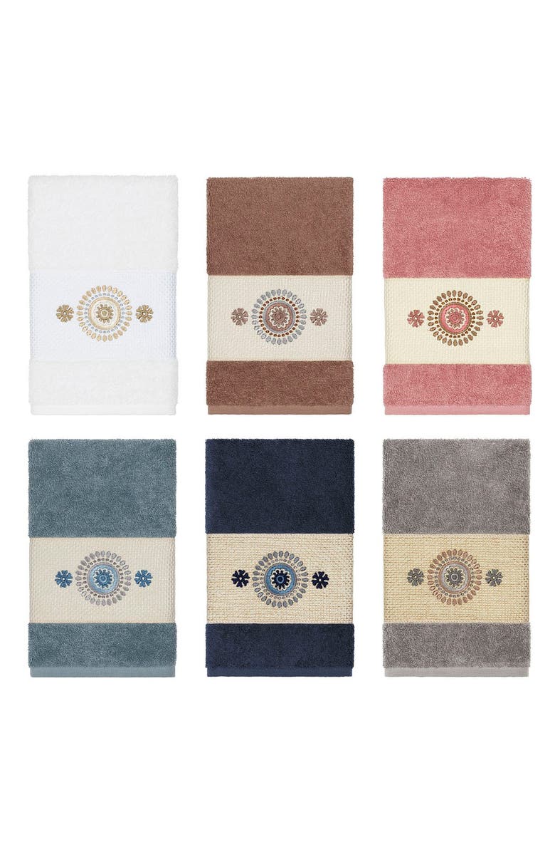 Linum Home Textiles Isabell Embellished Hand Towel - Dark Grey, Alternate, color, Dark Grey