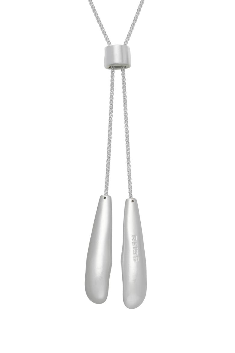 Tova Tumbled Lariat Necklace, Alternate, color, SATIN SILVER TONE