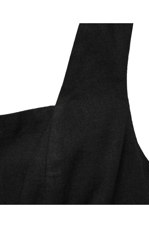Mango Straight Leg Linen Blend Jumpsuit In Black