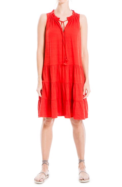 Tassel Tie Sleeveless Tiered Shift Dress