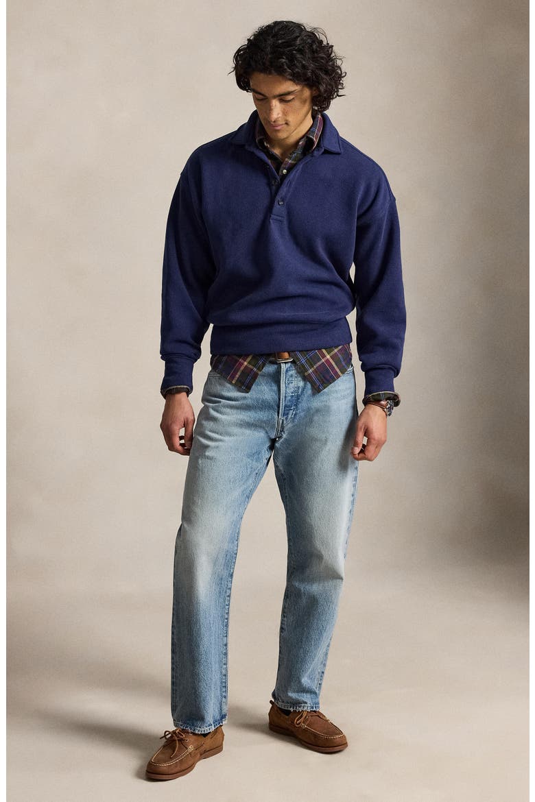 Sueded Heritage Rib Knit Pullover, Alternate, color, NAVY