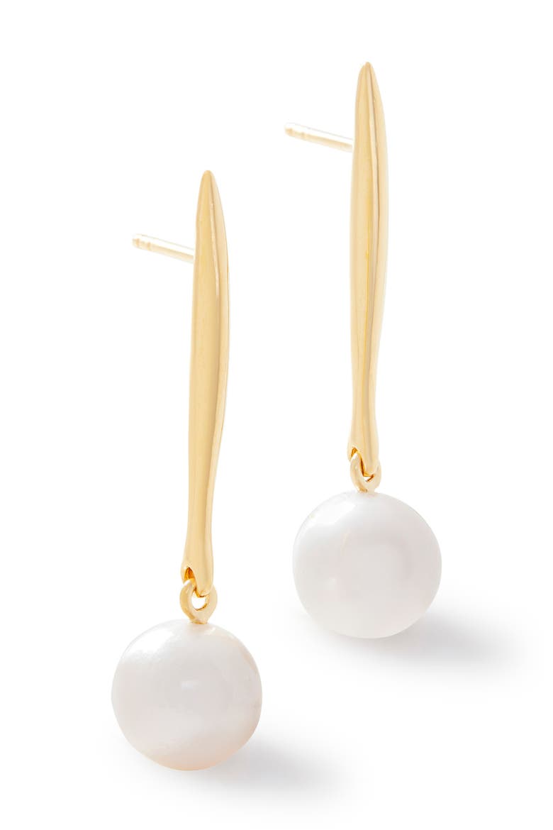 Nura Freshwater Pearl Drop Earrings, Main, color, GOLD VERMEIL ON SILVER