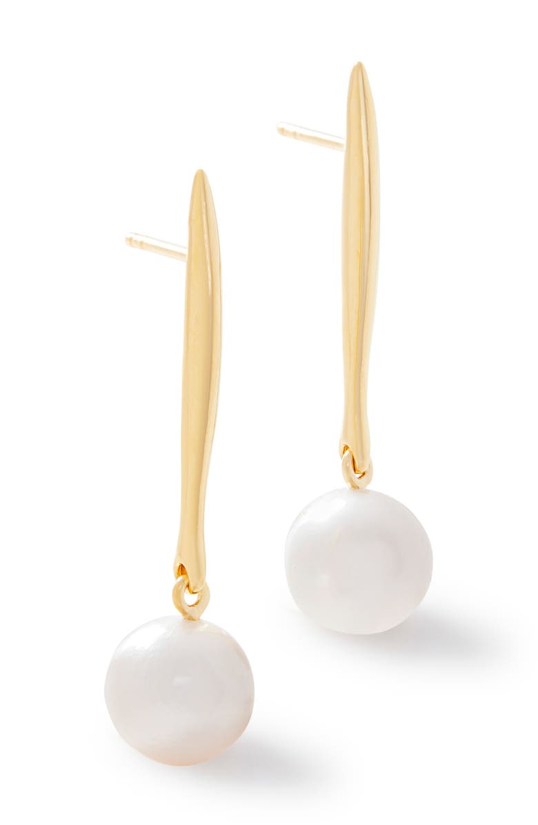 Monica Vinader Nura Freshwater Pearl Drop Earrings, Main, color, 18Ct Gold Vermeil On Silver