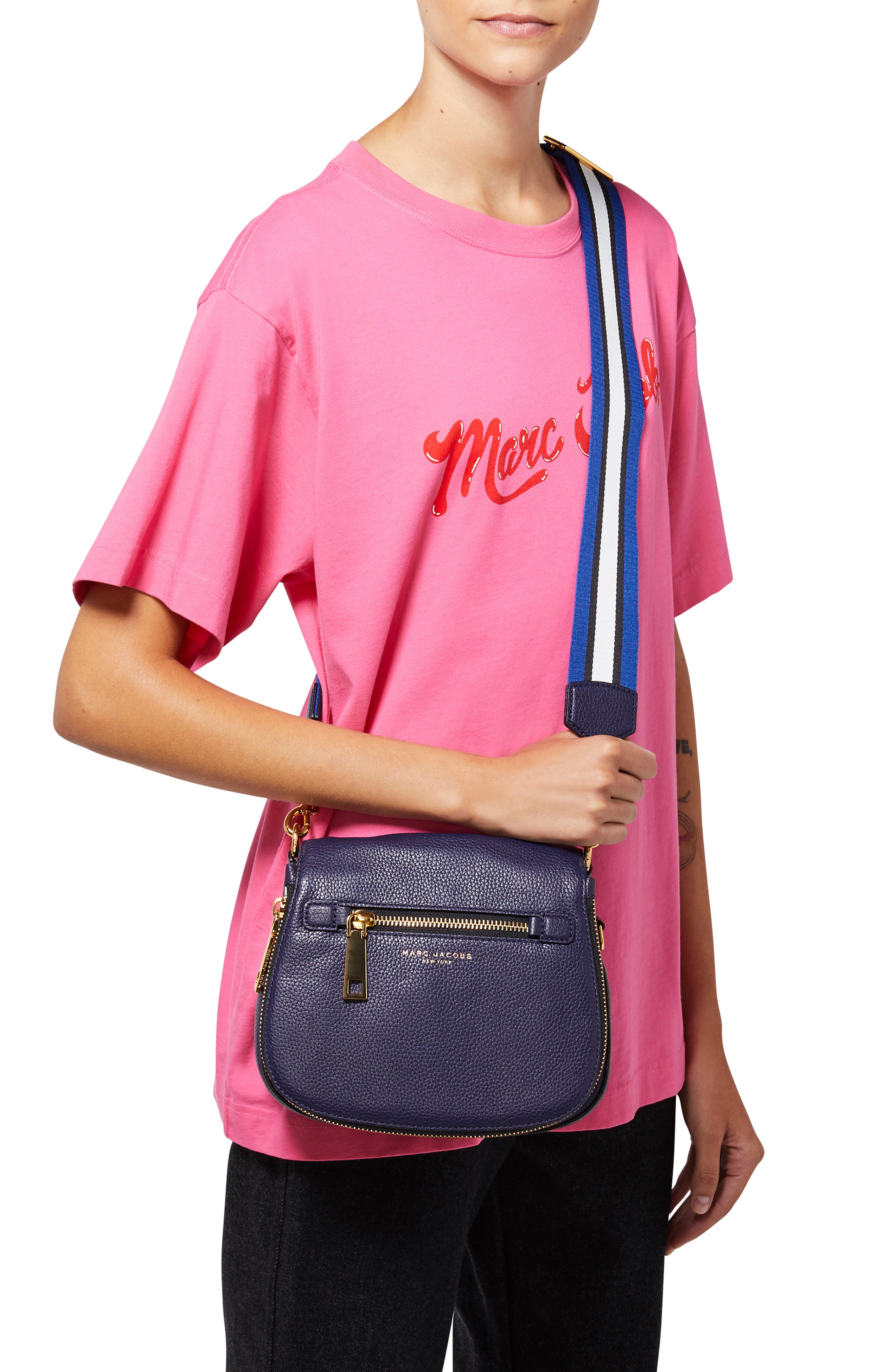Gotham Nomad Leather Crossbody Bag, Alternate, color, NAVY
