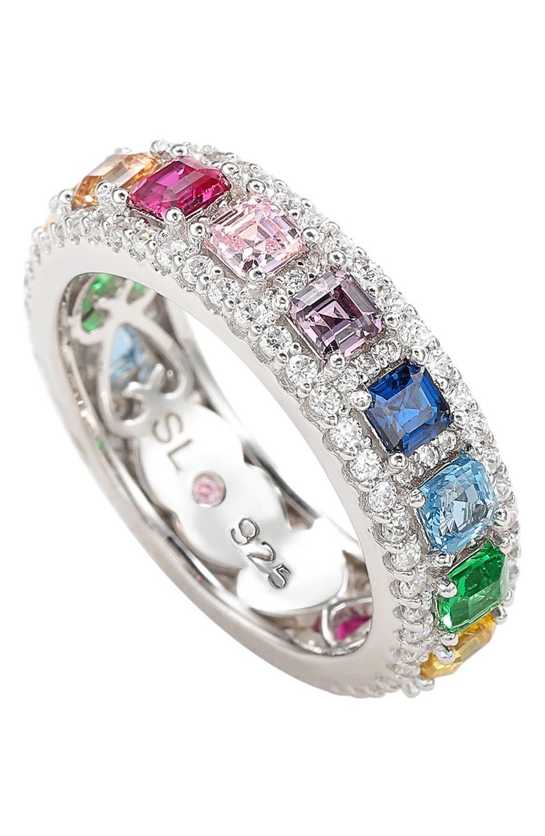 SUZY LEVIAN Asscher Cut Rainbow CZ Eternity Band, Alternate, color, Rainbow