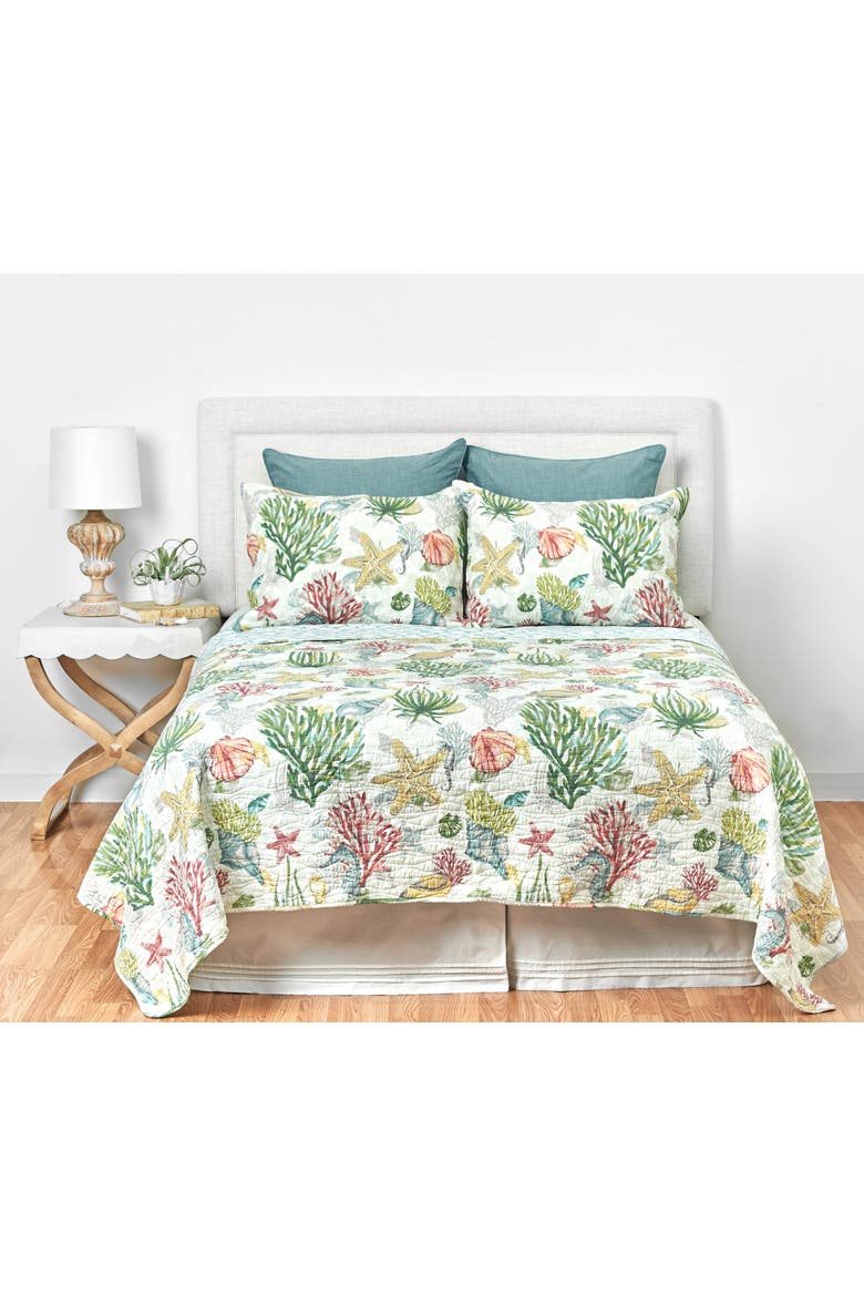 Shellwood Sound Cotton Quilt Set  - Reversible and Machine Washable, Alternate, color, Blue