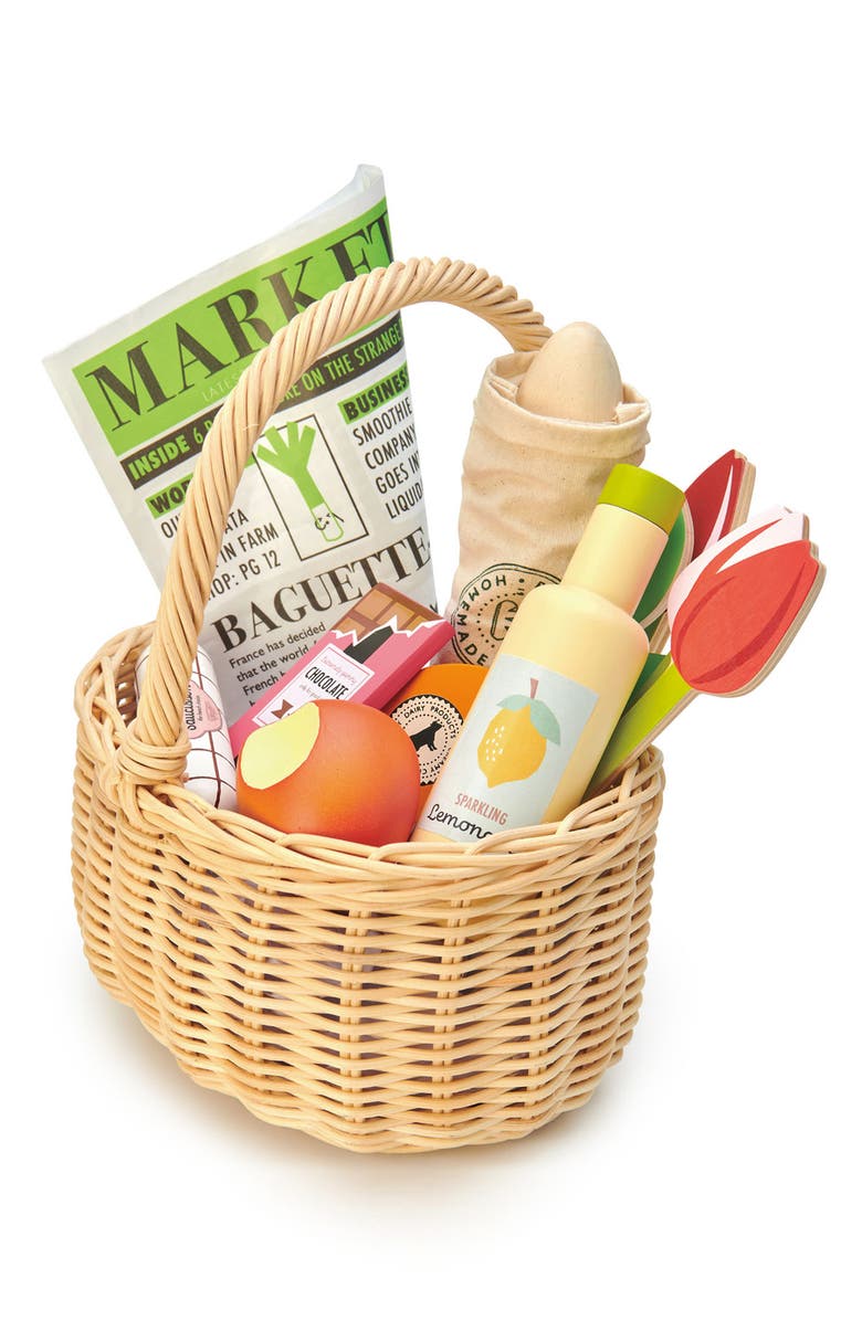 Tender Leaf Toys Wicker Shopping Basket, Alternate, color, Multi