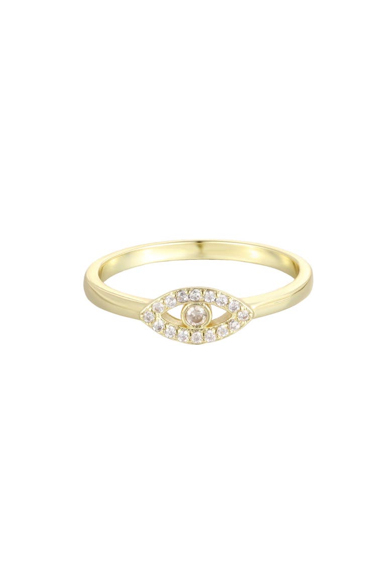 14k Gold Plated Cubic Zirconia Evil Eye Ring, Main, color, GOLD