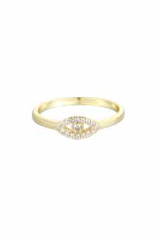 14k Gold Plated Cubic Zirconia Evil Eye Ring