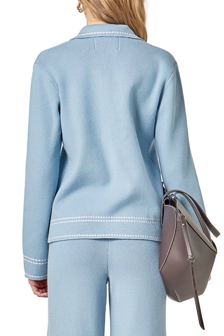 Stich Detail Long Sleeve Polo, Alternate, color, SLATE BLUE