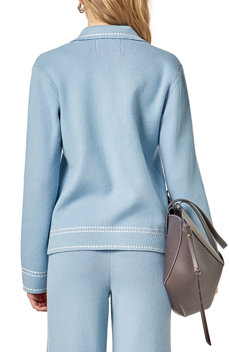 English Factory Stich Detail Long Sleeve Polo, Alternate, color, Slate Blue