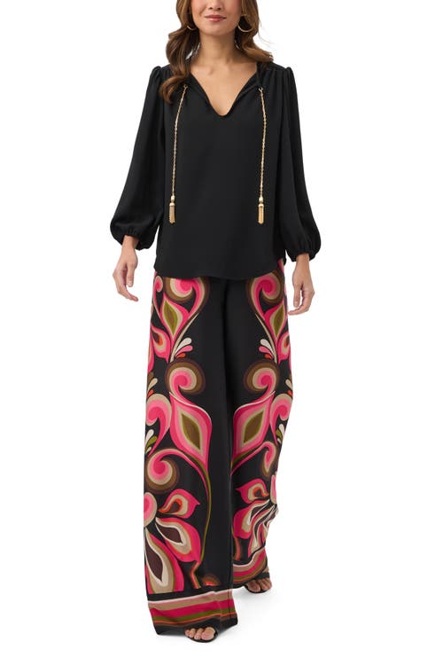 Trina Turk Morabi Chain Link Hardware Top In Black