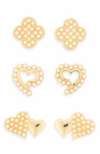 Clover & Heart Stud Earrings Set