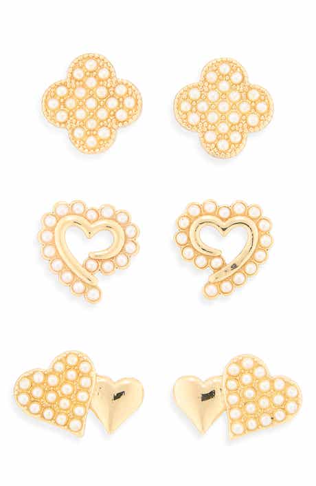 Clover & Heart Stud Earrings Set