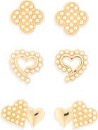 Panacea Clover & Heart Stud Earrings Set