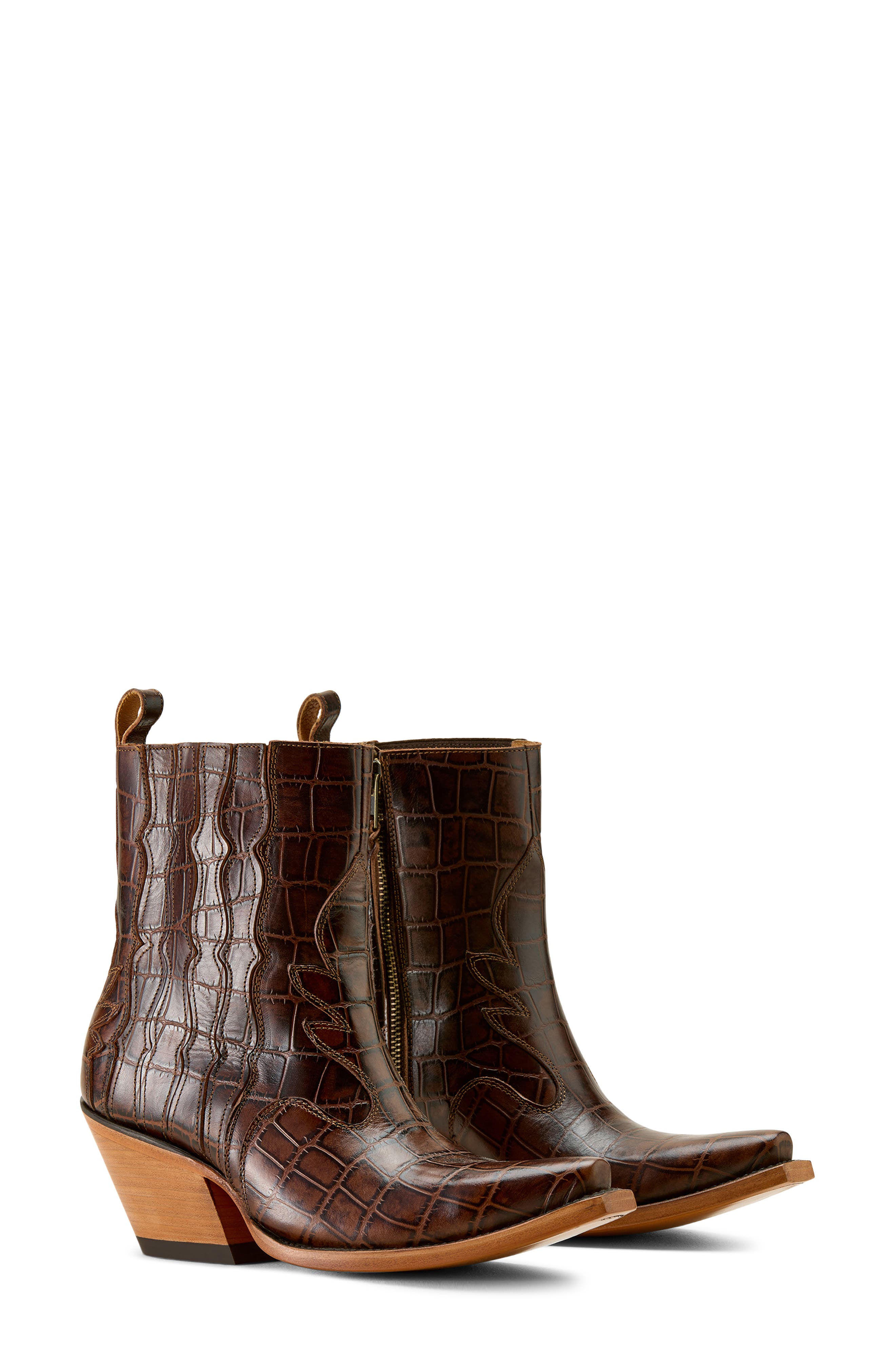 Jade X Toe Cowyboy Boot, Alternate, color, LUXE ESPRESSO CROC PRINT