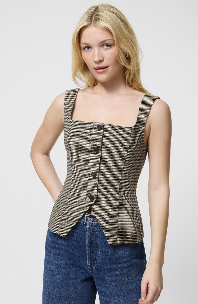 French Connection Houndstooth Sleeveless Top, Alternate, color, Brown Multi