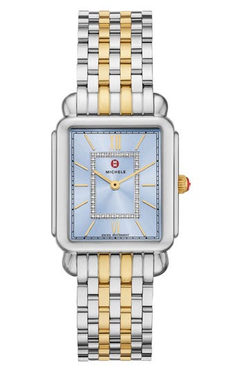 Michele Deco Ii Diamond Two-tone Bracelet Watch, 43mm In 2t Silver/gold
