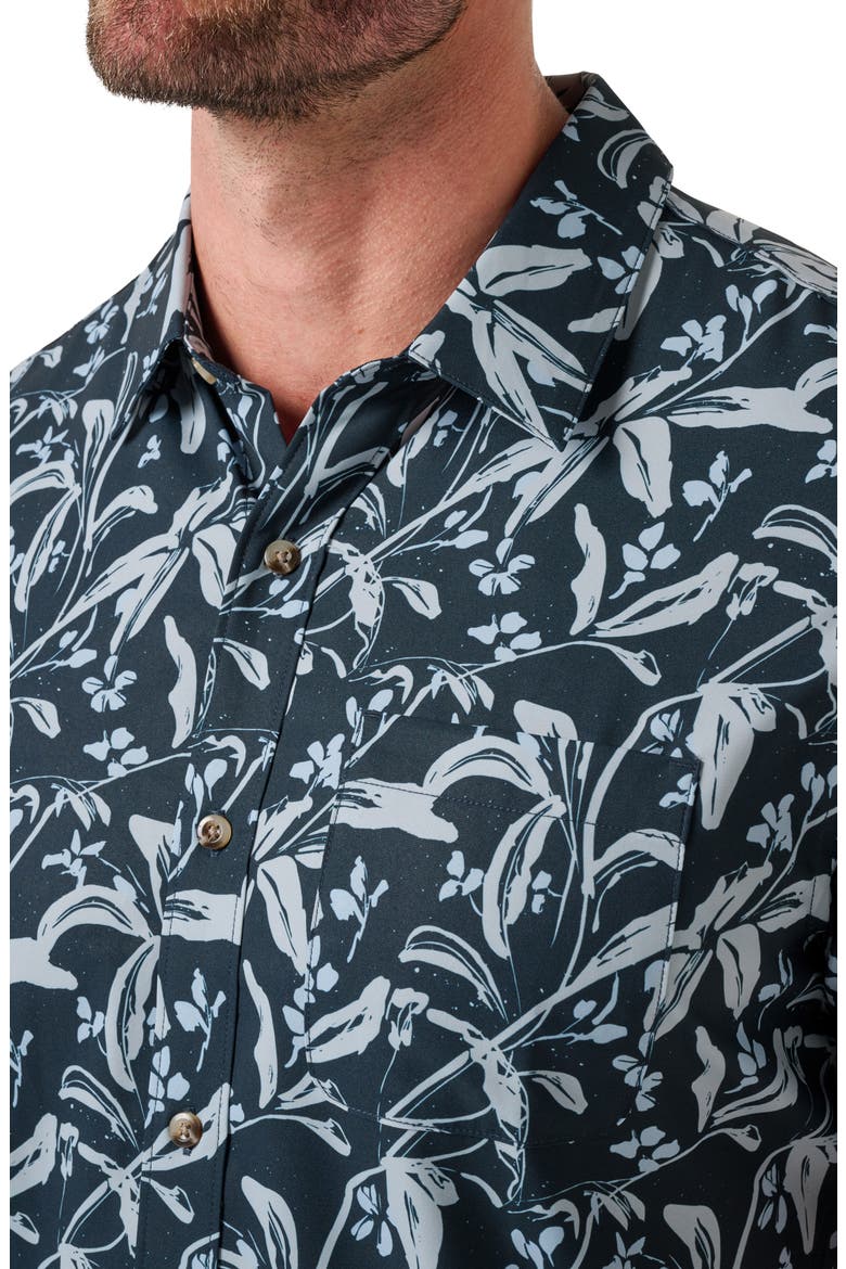 Techwoven Coast Floral Short Sleeve Performance Button-Up Shirt, Alternate, color, TOTAL ECLIPSE