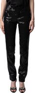 Zadig & Voltaire Prune Ankle Zip Sequin Straight Leg Pants