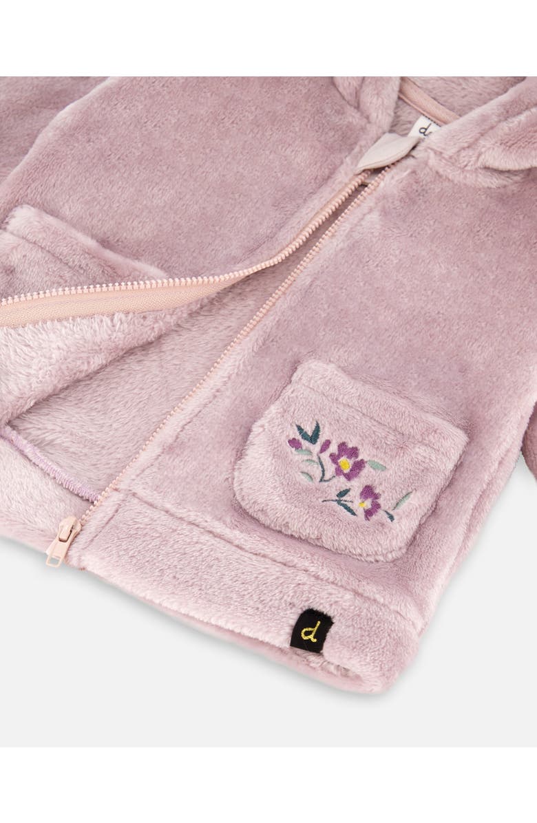 Deux par Deux Hooded Zip Plush Jacket, Alternate, color,