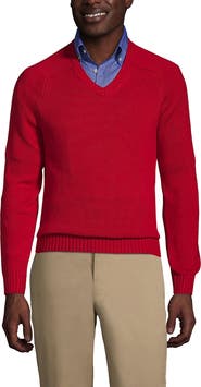 Lands' End School Uniform Young Cotton Modal V-neck Sweater