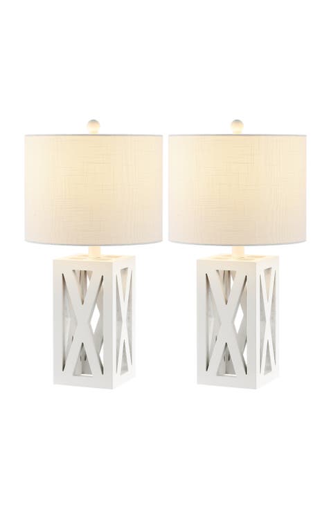 Stewart 21.5" Farmhouse Wood LED Table Lamp (Set of 2)