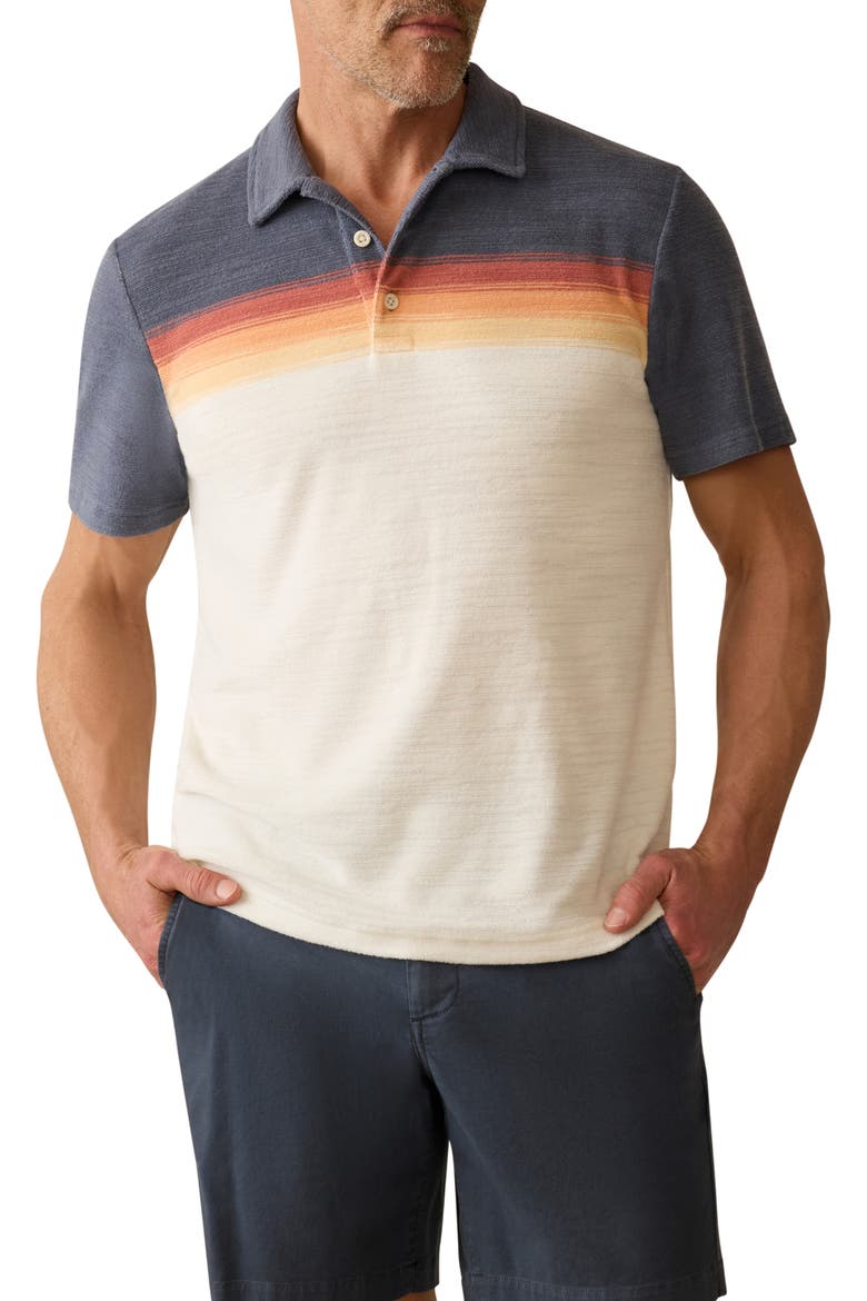 Cabana Surf Stripe Terry Cloth Polo, Main, color, TWILIGHT SHORE OMBRE