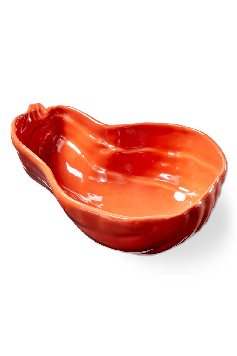 Ceramic Gourd Bowl 50oz Serving Bowl for Thanksgiving Orange, Main, color, Orange