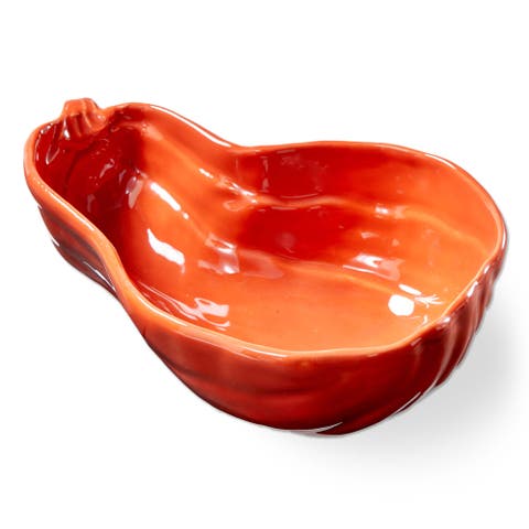 Ceramic Gourd Bowl 50oz Serving Bowl for Thanksgiving Orange