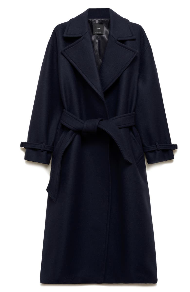 MANGO Belted Virgin Wool Blend Coat, Main, color, 