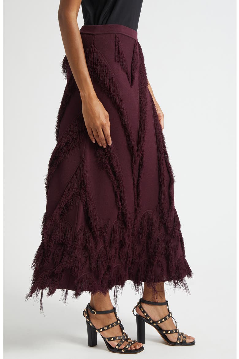 Astri Fringe Detail Knit Maxi Skirt, Alternate, color, MAHOGANY
