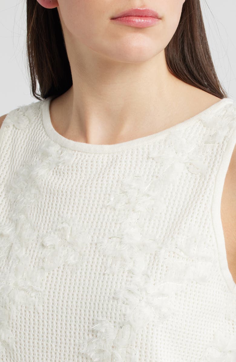 Anne Klein Organza Appliqué Sweater Tank, Alternate, color, White Dove