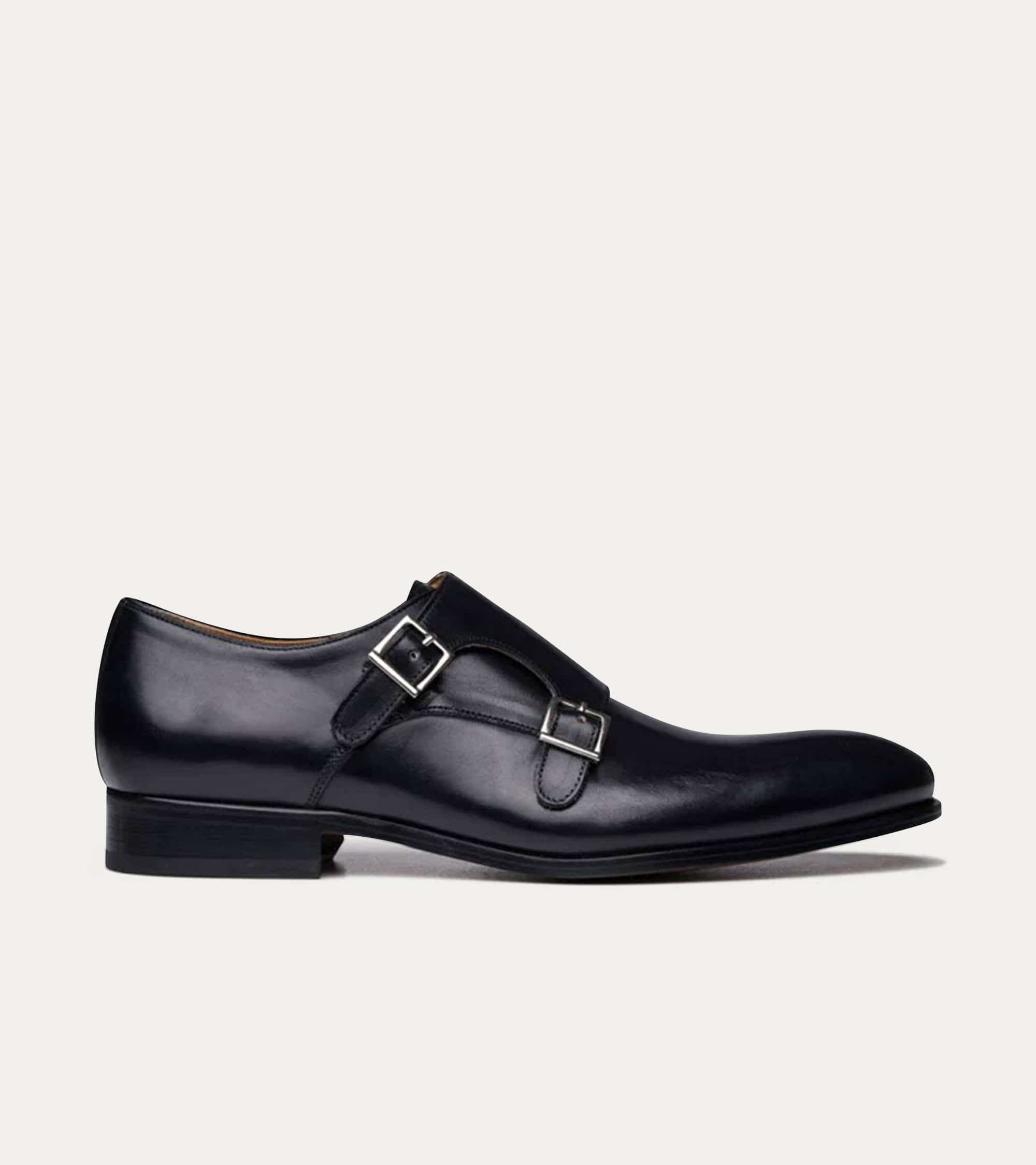 Ace Marks Kurt Plain Toe Monkstrap, Main, color, Black Antique