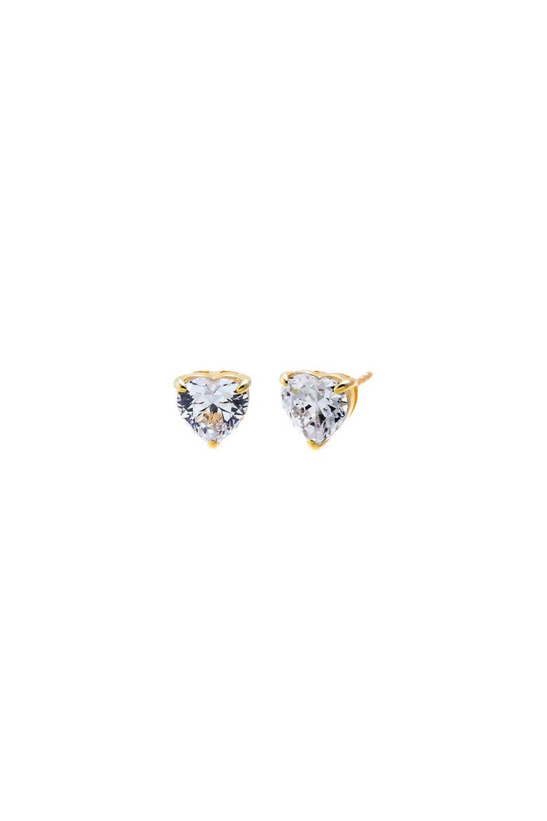 CZ Solitaire Heart Stud Earring, Main, color, Gold