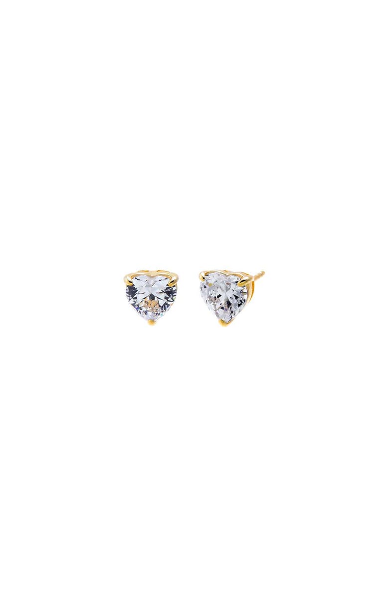 BY ADINA EDEN CZ Solitaire Heart Stud Earring, Main, color, Gold