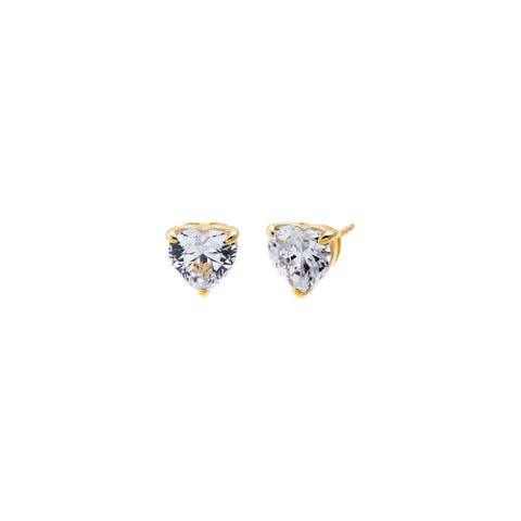 CZ Solitaire Heart Stud Earring